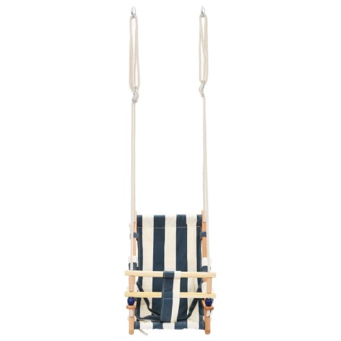 Бебешка люлка с предпазен колан, памук, дърво, синя - 6