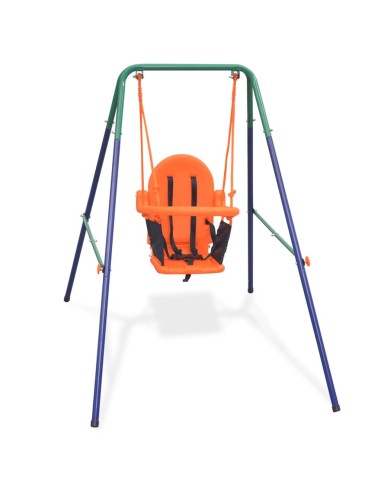 Детска люлка за двора с колан за безопасност, оранжева - 1
