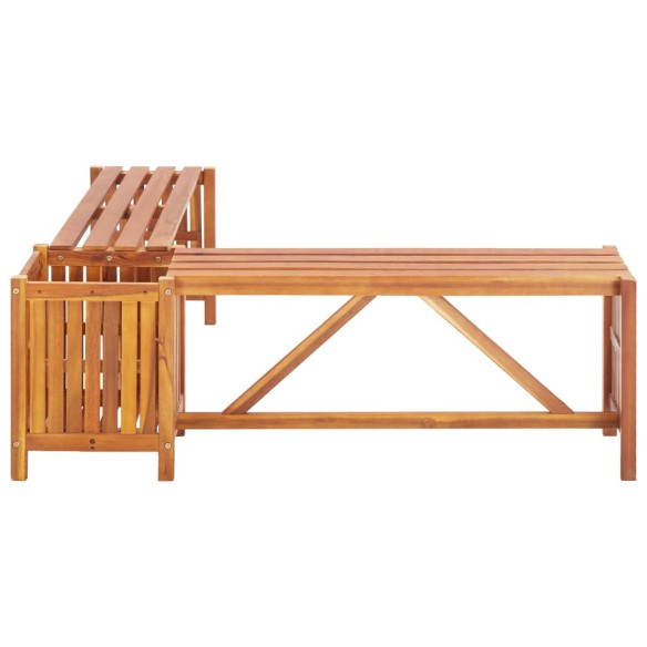 Градинска ъглова пейка с плантер, 117x117x40 cм, акация масив - 4