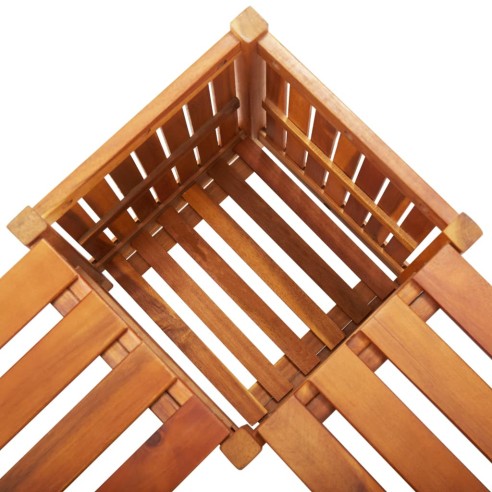 Градинска ъглова пейка с плантер, 117x117x40 cм, акация масив - 5