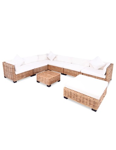 Градински комплект мека мебел, 27 части, естествен ратан - 1