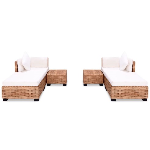 Комплект мека мебел, 16 части, естествен ратан - 2