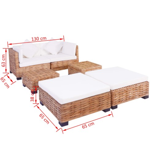 Комплект мека мебел, 16 части, естествен ратан - 9