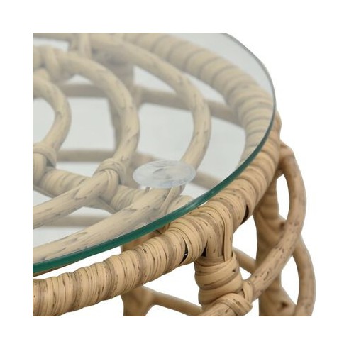 Бистро комплект, 3 части, полиратан, дъб - 2