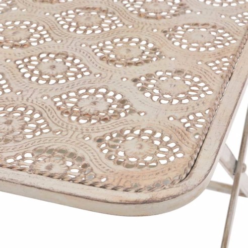 Градински бистро комплект, 3 части, стомана, бял - 7