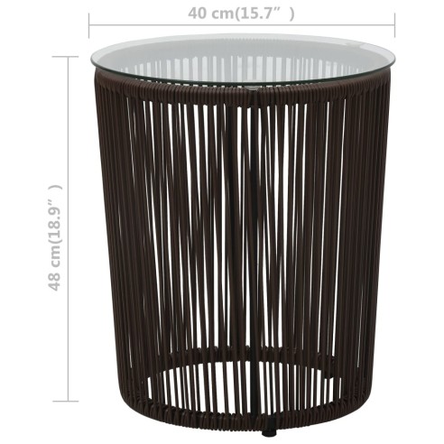 Бистро комплект, 3 части, с възглавници, кафяв PVC ратан - 11