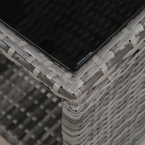 Бистро комплект, 3 части, полиратан,с възглавници, сив - 5