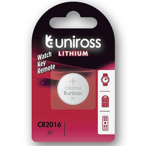 Литиева батерия CR2016 3V 80mAh UNIROSS - 2