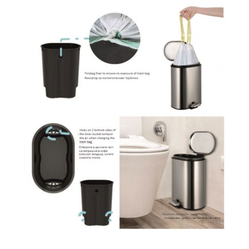 Комплект тоалетен кош за баня 6л с четка INTER CERAMIC - 3