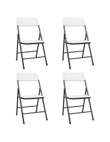 Сгъваеми градински столове, 4 бр, HDPE, бели - 1