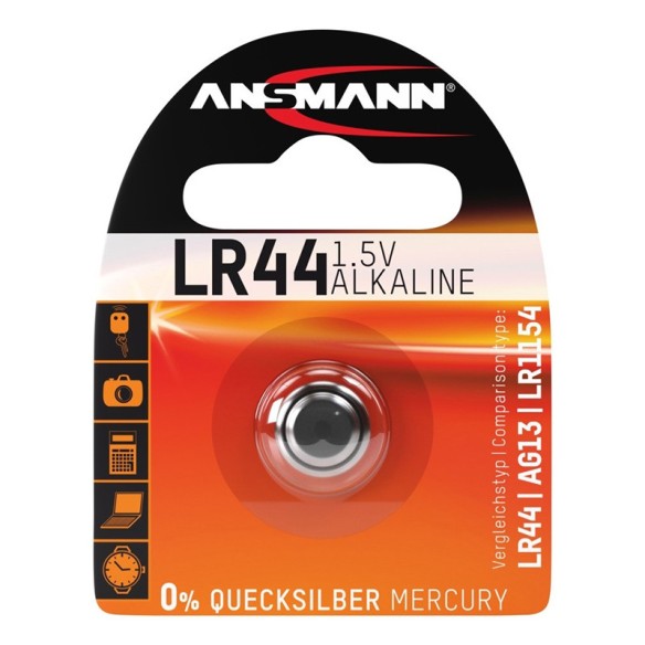 Алкална батерия LR44 115mAh 1.5V ANSMANN - 2