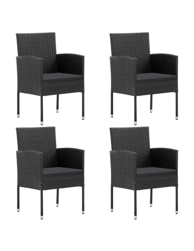 Градински столове, 4 бр., черни 52 x 56 x 88 cм - 1