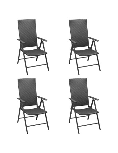Градински столове, 4 бр., 55 x 64 x 105 см, черни - 1