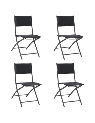 Сгъваеми градински столове, 4 бр., стомана и Textilene - 1