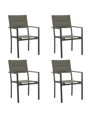 Градински столове, 4 бр., textilene и стомана, сиво и антрацит - 1