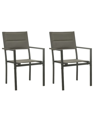 Градински столове, 2 бр., textilene и стомана, сиво и антрацит - 1