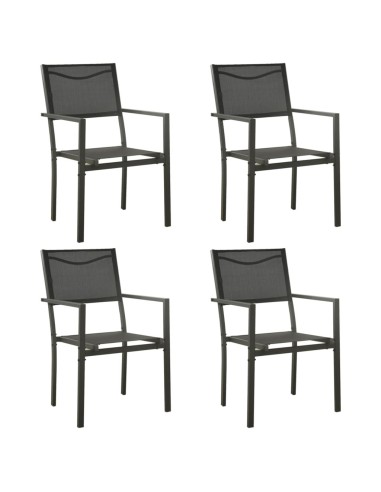 Градински столове, 4 бр., textilene и стомана, черно и антрацит - 1