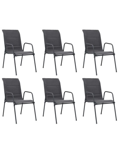 Стифиращи градински столове 6 бр., стомана и Textilene, антрацит - 1