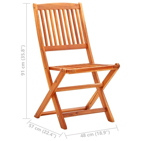 Сгъваеми градински столове, 2 бр., евкалипт 48 x 57 x 91 см - 9