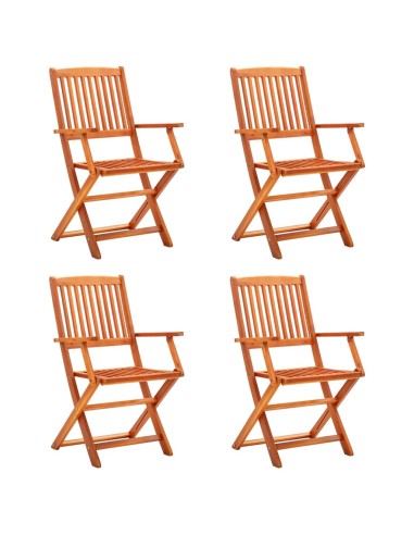 Сгъваеми градински столове, 4 бр., евкалипт 53 x 57 x 91 см - 1