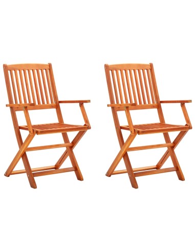 Сгъваеми градински столове, 2 бр., евкалипт 53 x 57 x 91 см - 1