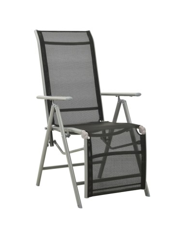 Градински стол реклайнер, Textilene и алуминий, сребрист - 1