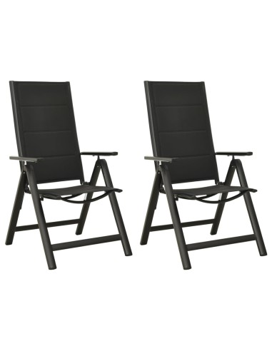 Сгъваеми градински столове, 2 бр., алуминий, черни - 1