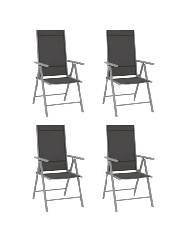 Сгъваеми градински столове, 4 бр., Textilene, черни - 1