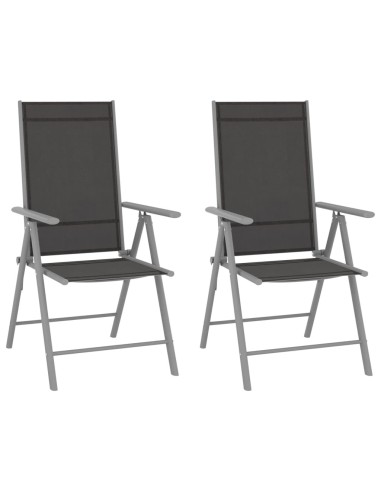 Сгъваеми градински столове, 2 бр., 54 x 73 x 107 см, черни - 1