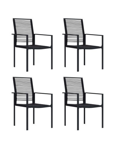 Градински столове, 4 бр., PVC ратан, черни - 1