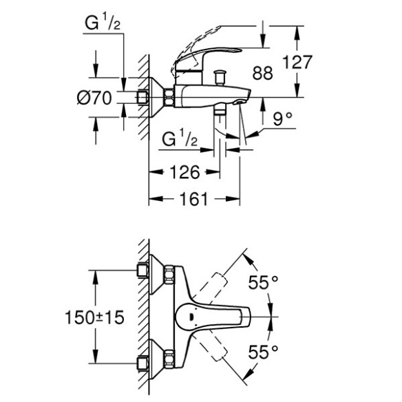 Смесител за вана 1/2″ Еurosmart GROHE - 2