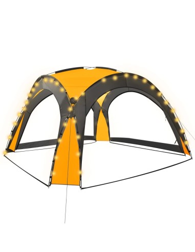 Парти шатра с LED и 4 стени, 3,6x3,6x2,3 м, жълта - 1