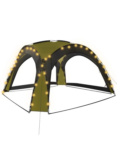 Парти шатра с LED и 4 стени, 3,6x3,6x2,3 м, зелена - 1