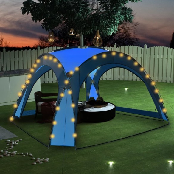 Парти шатра с LED и 4 стени, 3,6x3,6x2,3 м, синя - 10