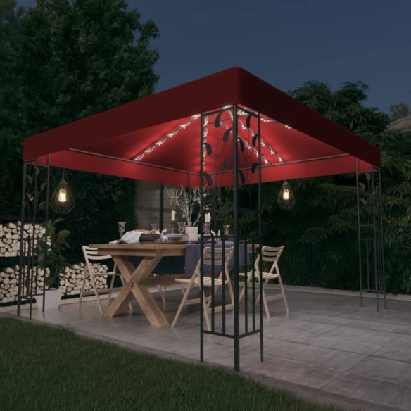 Шатра с LED светещи стрингове, 3х3 м, виненочервена - 9