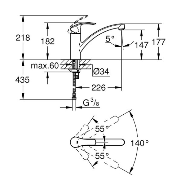 Grohe смесител за кухня с въртящ чучур eurosmart - 2