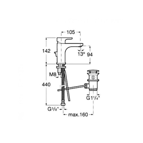 Смесител за умивалник с изпразнител L20 ROCA