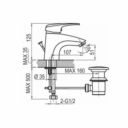 Смесител за умивалник с изпразнител Gracia FAYANS