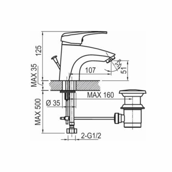 Смесител за умивалник с изпразнител Gracia FAYANS