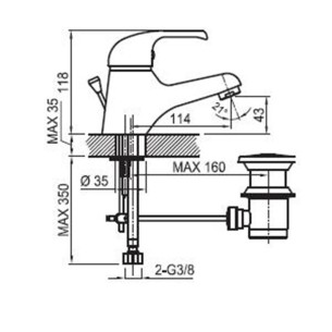 Смесител за умивалник с изпразнител Neo FAYANS 2