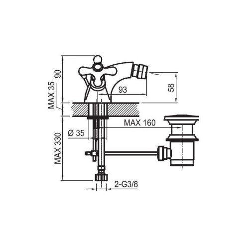 Двуръкохватков смесител за биде Inix FAYANS