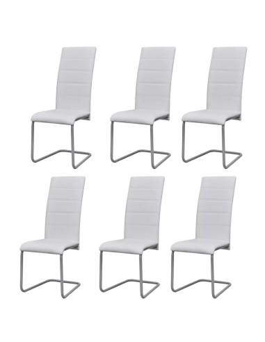 Конзолни трапезни столове, 6 бр., бели, изкуствена кожа - 1