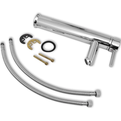 Мивка за баня със смесител, керамична, кръгла, бяла - 7