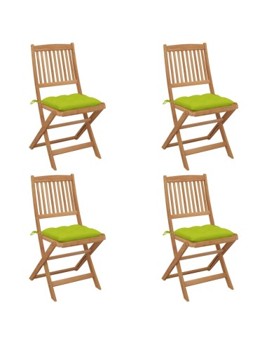 Сгъваеми градински столове, 4 бр., с възглавници, акация масив - 1
