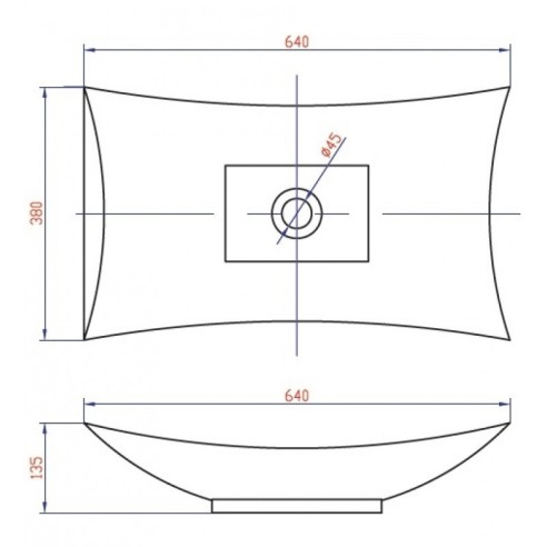 Мивка за баня върху плот 64x38x13.5см бял мат INTER CERAMIC