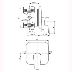 Смесител за вграждане за душ Ceraplan III Vidima 2