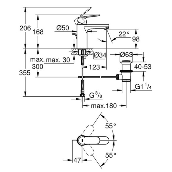 Смесител за умивалник с изпразнител Grohe - 2