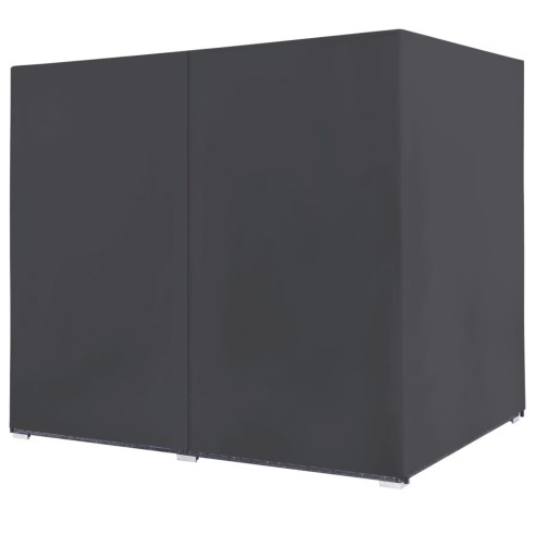 Градинско лаундж легло със завеси, полиратан, сиво - 4