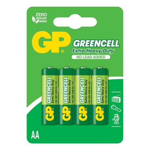 Алкални батерии GP GreenCell 15G-UE4 AA 1.5V - 4бр. - 1