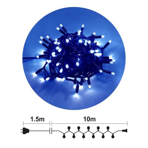 Гирлянд 100 сини LED лампички 10м черен кабел ENIGMA - 1